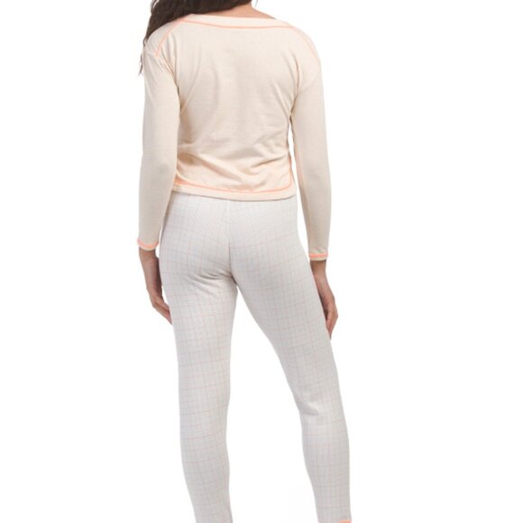 NEW FREE PEOPLE 2pc Chill Evening Pajamas Set  in Ivory Combo or women 1125 3s2 - Picture 3 of 5